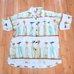 Vintage Wine Bottle short sleeve button-up Mens Shirt